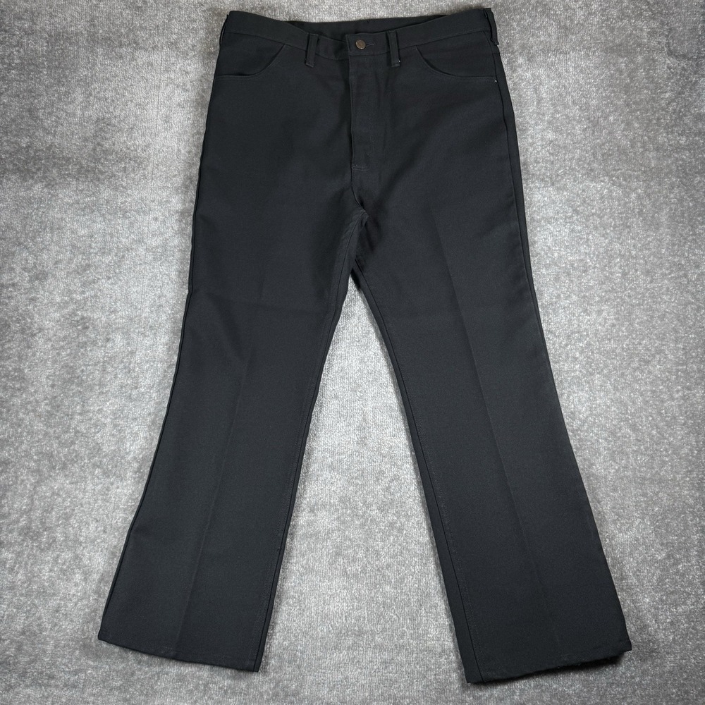 Vintage Wrangler Dress Pants Men's 36x30 Black Straight Western Disco USA Made